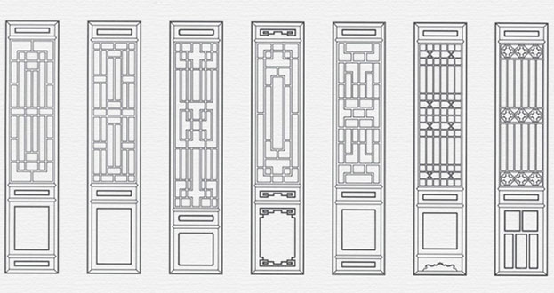 互助常用中式仿古花窗图案隔断设计图